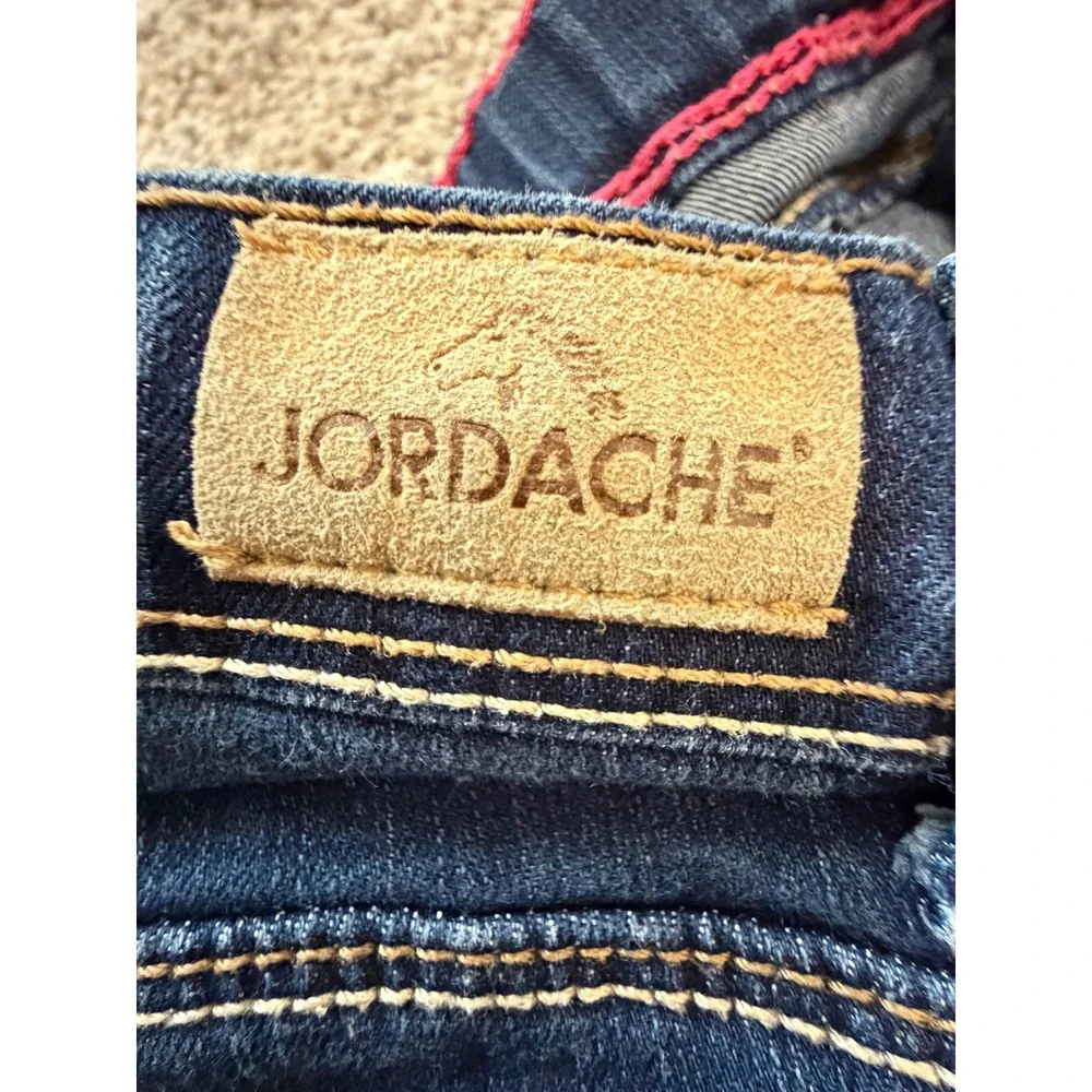 Jordache Girls Dark Wash Festive Rainbow Lace Up Frayed Hem Skinny Jeans Size 7
